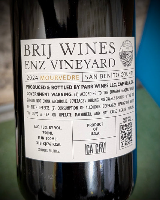 Brij Wines ENZ Mourvèdre 2024 – Rajat Parr – San Benito County, Californie