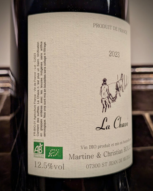 Bouteille La Chave 2023 de Christian Rouchier, syrah issue d'une vieille vigne sur granite à Saint-Jean-de-Muzols