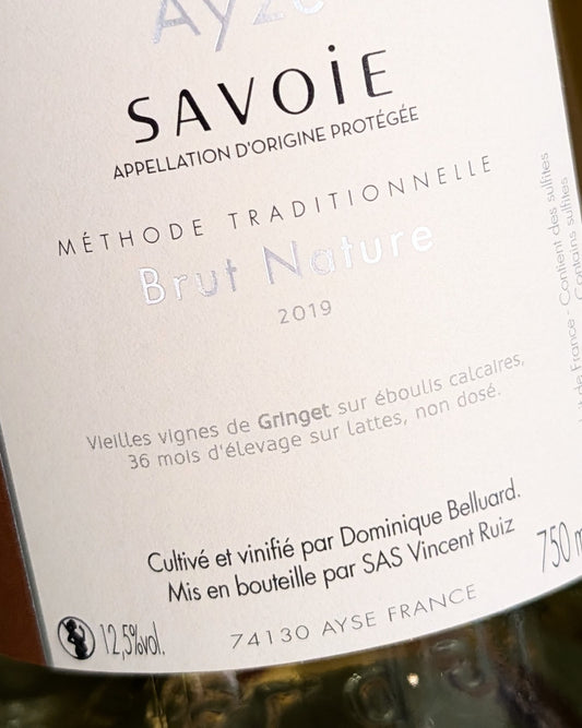 Bouteille de Mont Blanc 2019 du Domaine Belluard, grand vin effervescent de Gringet en AOP Vin de Savoie Ayze