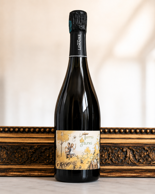 Champagne Les Terres Jaunes 2022 d'Aurélien Lemaire, blanc de blancs non dosé élaboré à Boursault
