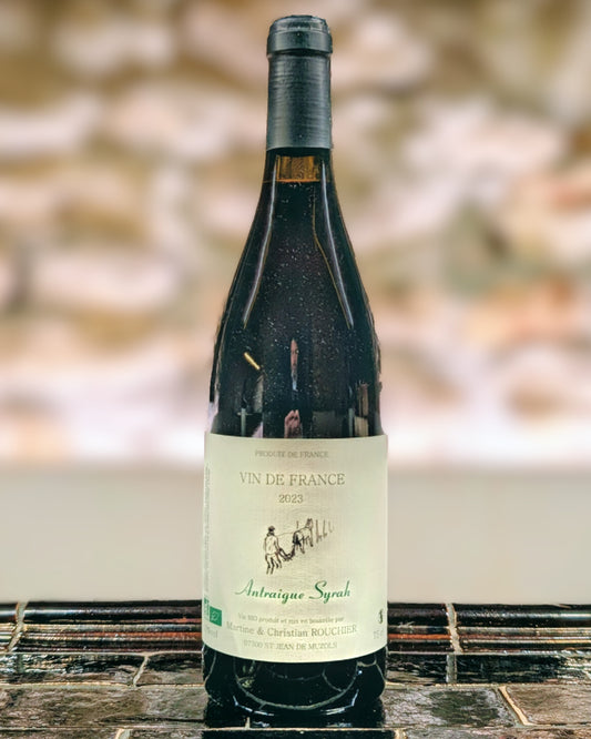 Bouteille Antraigue Syrah 2023 de Christian Rouchier, Vin de France issu de sols granitiques de Saint-Jean-de-Muzols