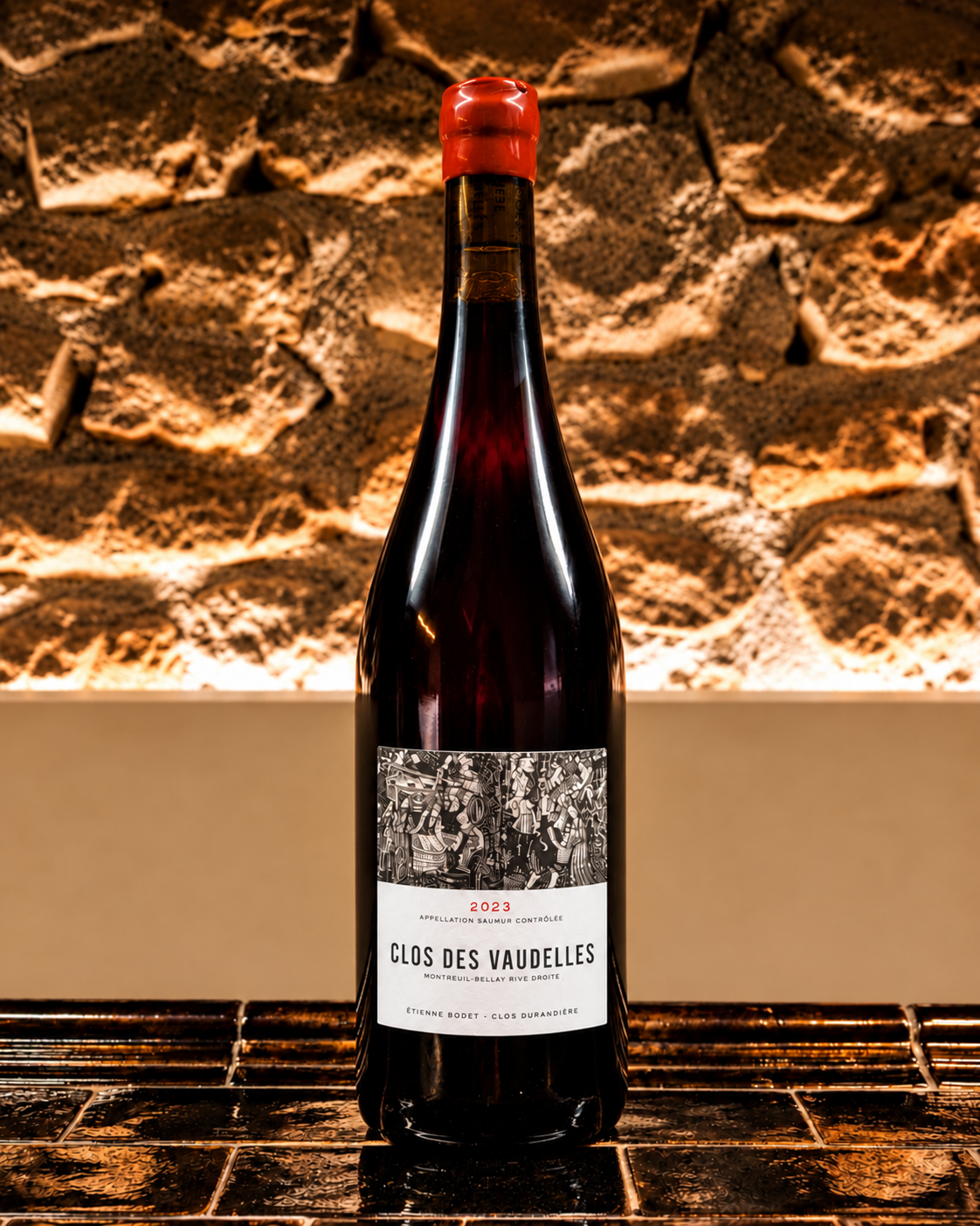 Bouteille de Clos des Vaudelles 2023 d’Étienne Bodet, Clos Durandière, vin rouge de Saumur 100 % cabernet franc