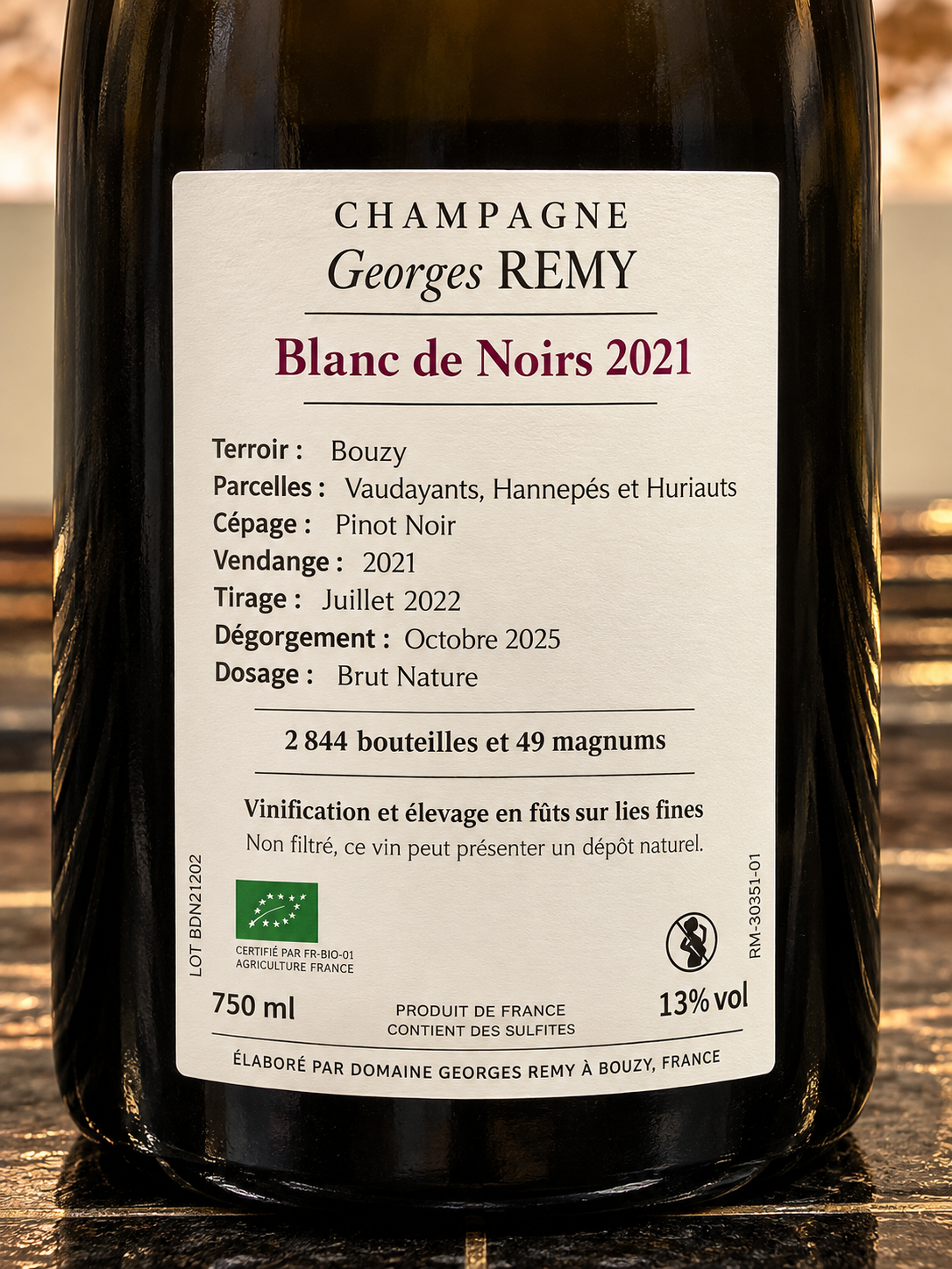 Champagne Blanc de Noirs 2021 de Georges Remy
