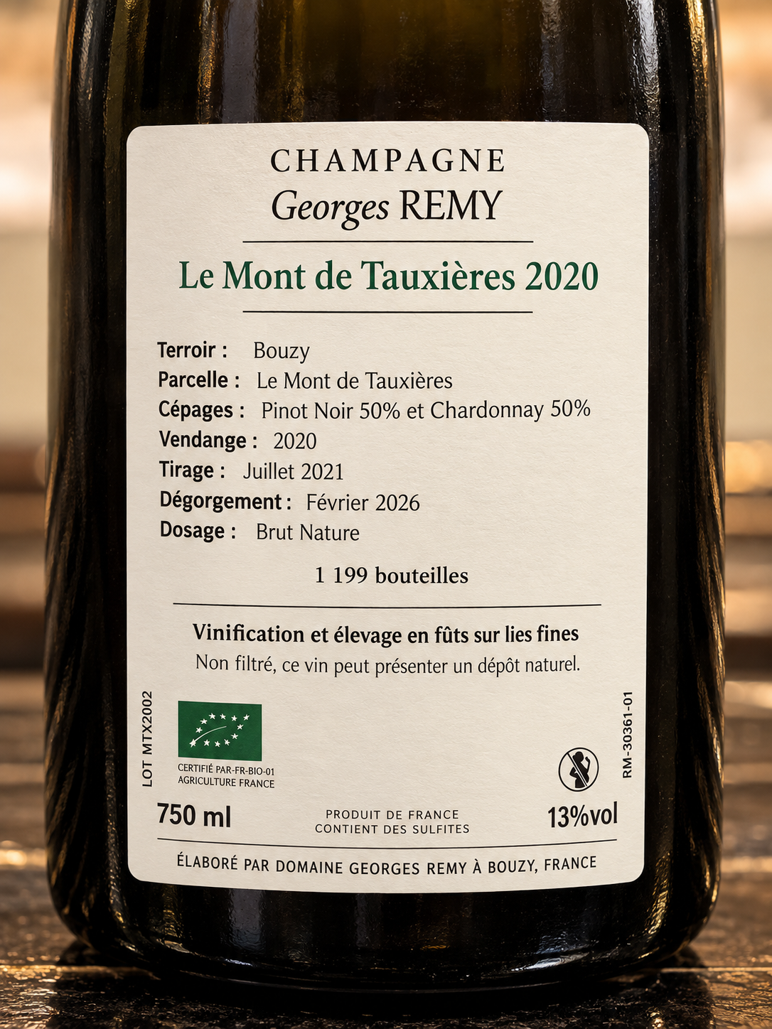 Champagne Mont de Tauxières 2020 de Georges Remy