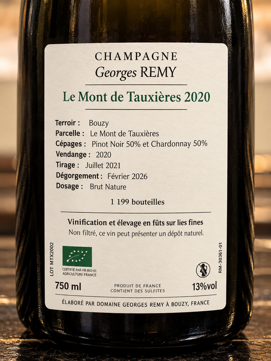 Champagne Mont de Tauxières 2020 de Georges Remy