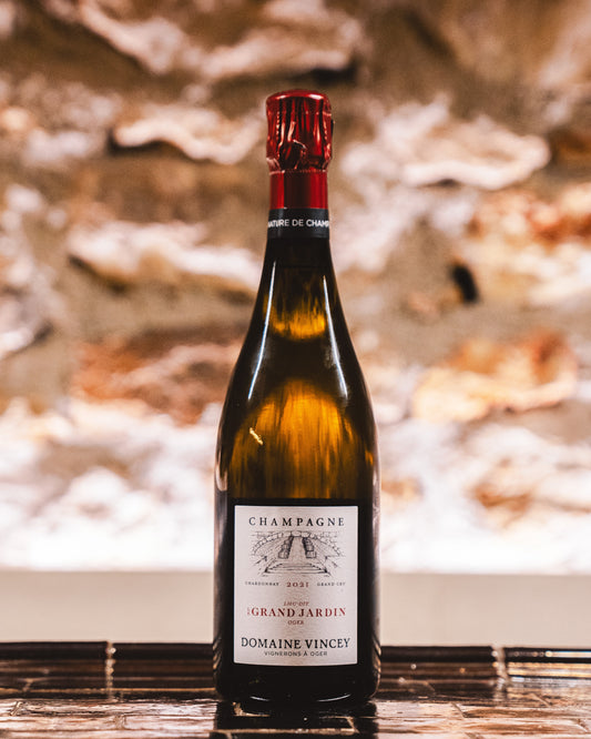 Le Grand Jardin 2021 du Domaine Vincey, Champagne Grand Cru d'Oger élaboré par Marine et Quentin Vincey à partir de vieilles vignes de chardonnay