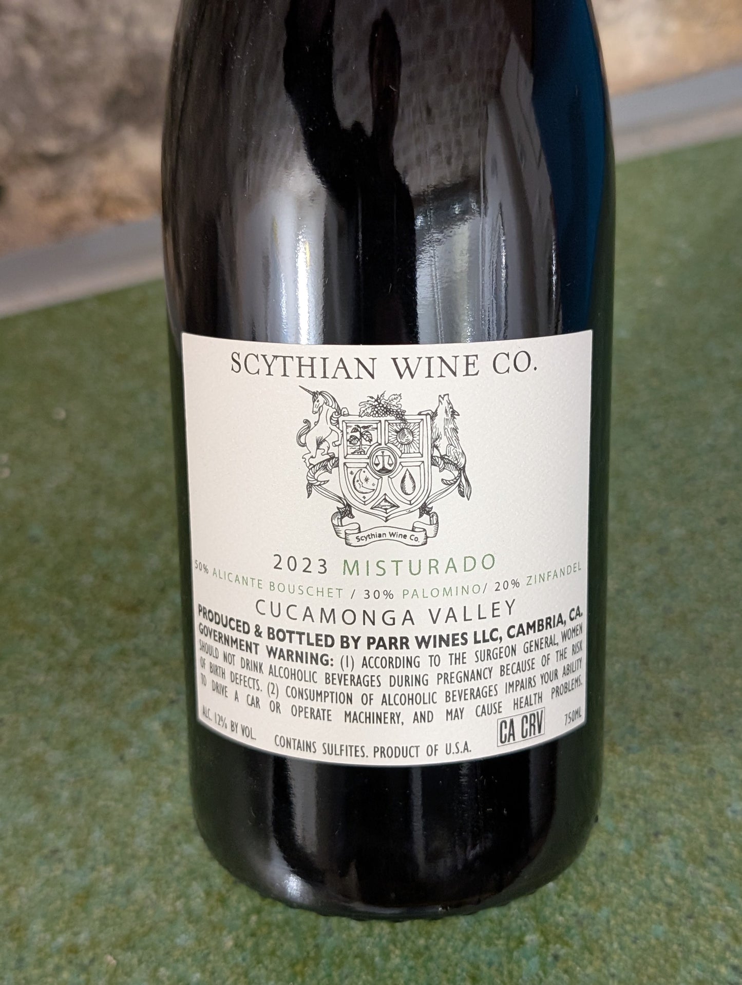 Misturado 2023 de Scythian Wine Co., vin de Rajat Parr issu de vieilles vignes de Cucamonga Valley en Californie.