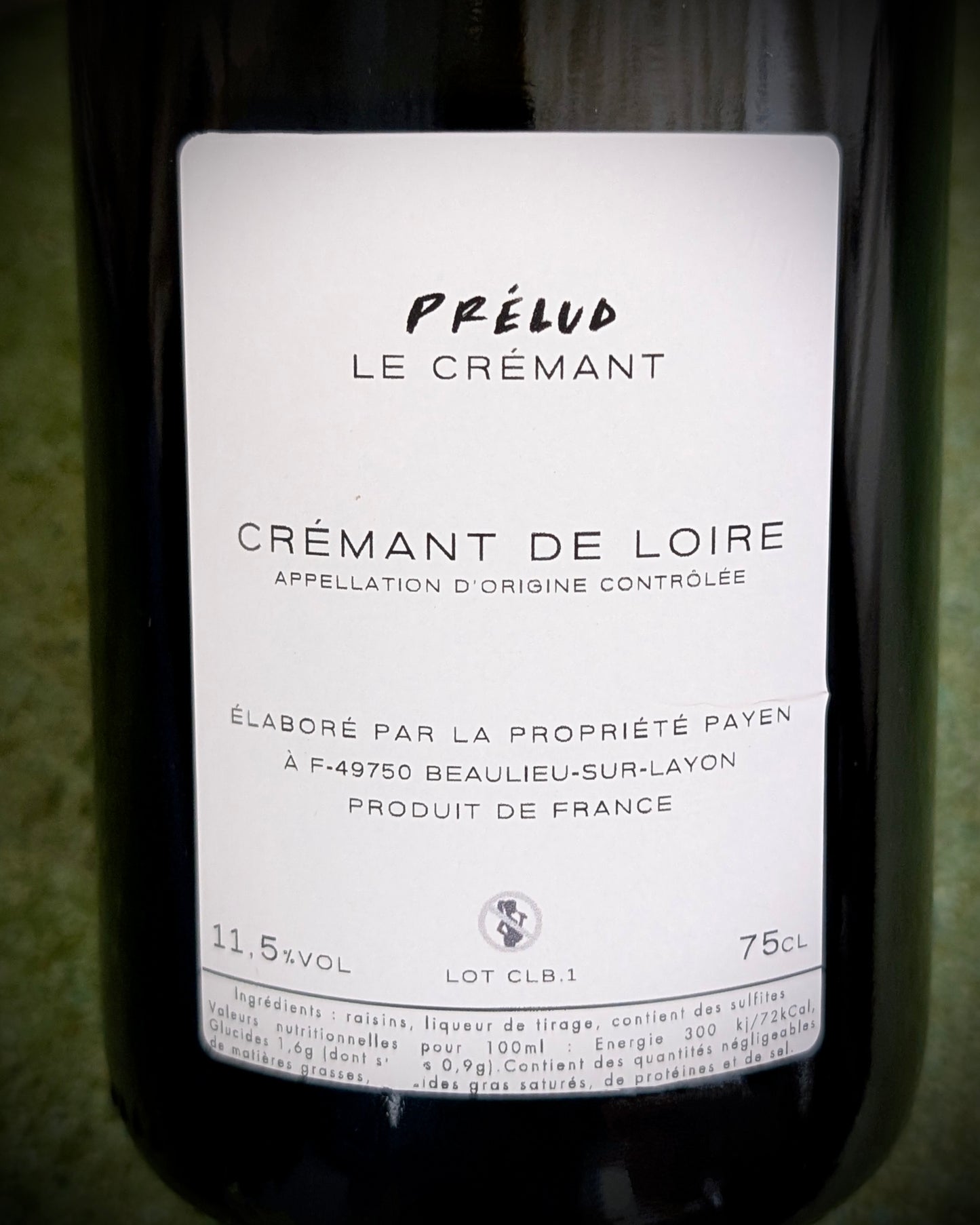 Prélud Le Crémant du Domaine Payen, Crémant de Loire de Ludovic Payen