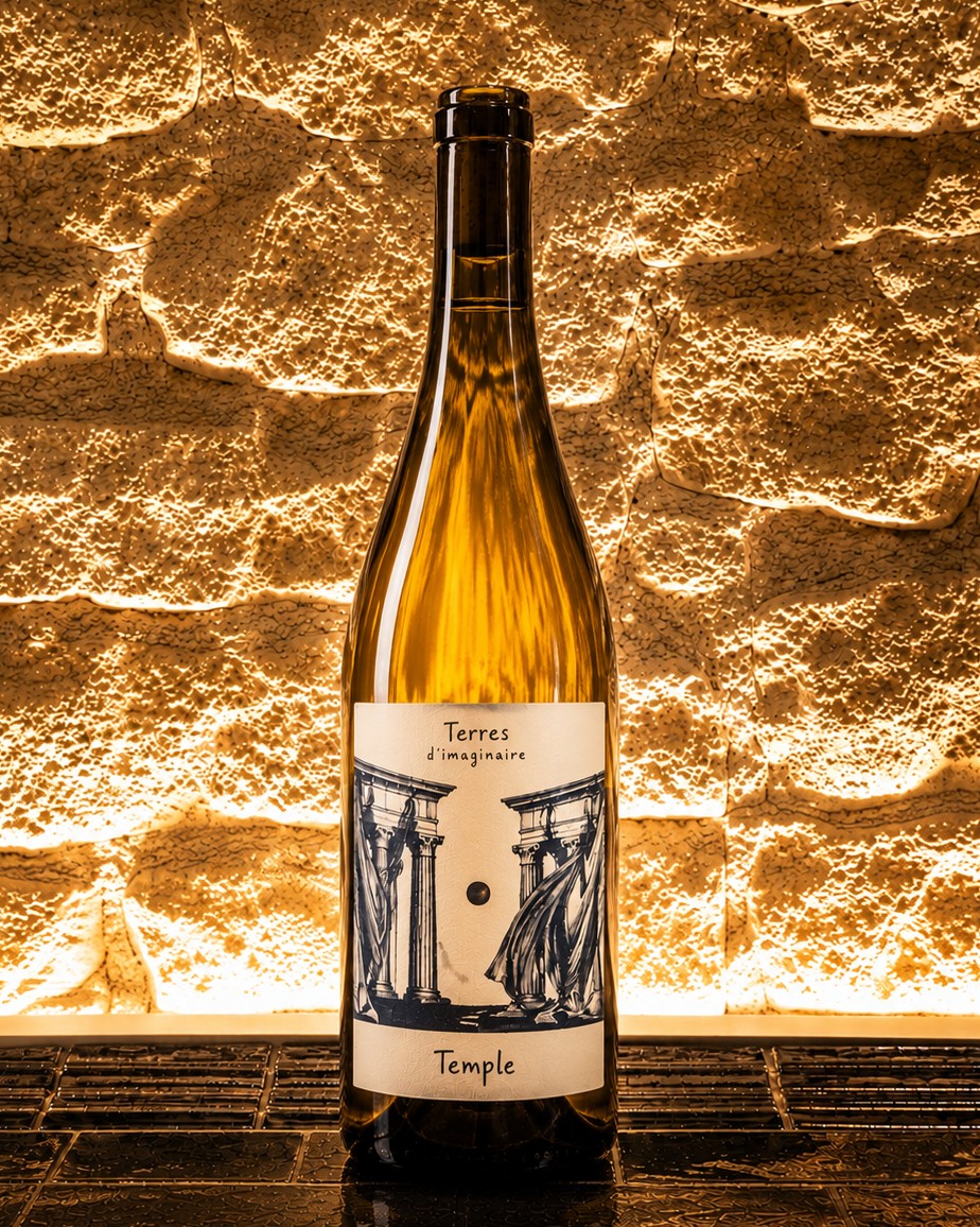 Bouteille de Temple 2023, chenin d’Anjou du domaine Terres d’Imaginaire de Mathilde Magne et Nicolas Lair.