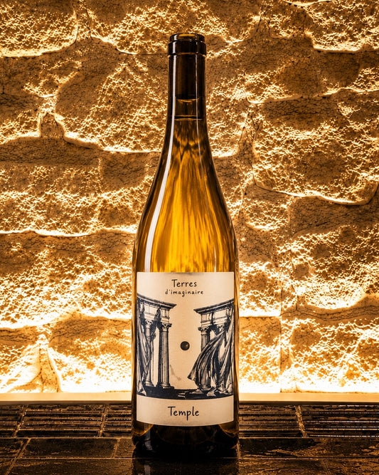 Bouteille de Temple 2023, chenin d’Anjou du domaine Terres d’Imaginaire de Mathilde Magne et Nicolas Lair.